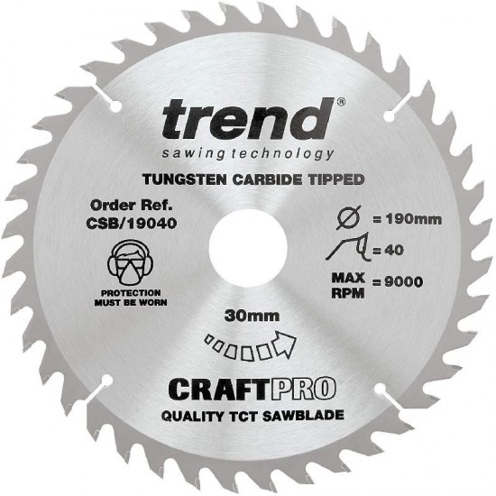 Trend Craft Saw Blade - 190mm x 40T x 30mm