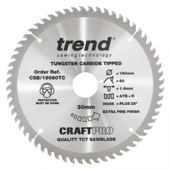 Trend Craft Saw Blade - 190mm x 60T x 30mm x 1.55