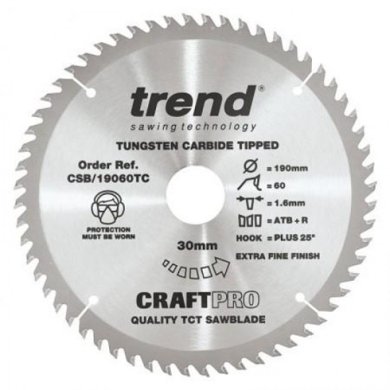 Trend Craft Saw Blade - 190mm x 60T x 30mm x 1.55