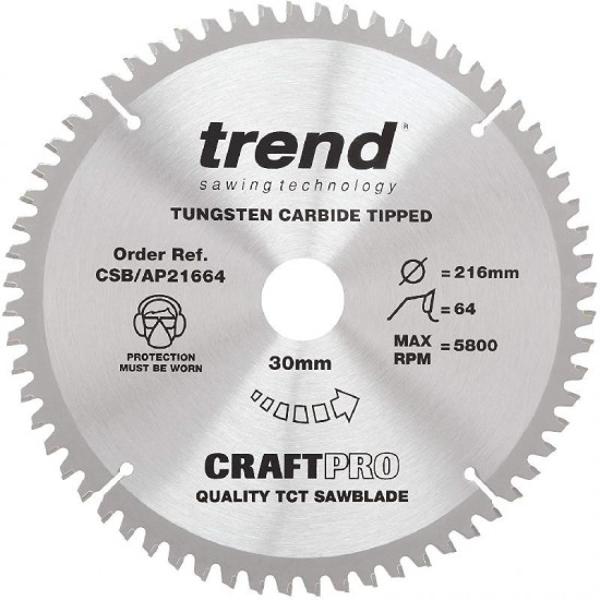 Trend Craft Saw Blade - 216mm x 64T x 30mm