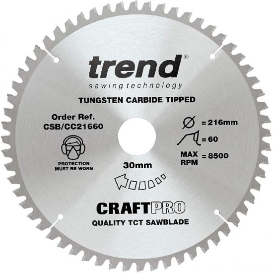 Trend Craft Saw Blade CC - 216mm x 60T x 30mm