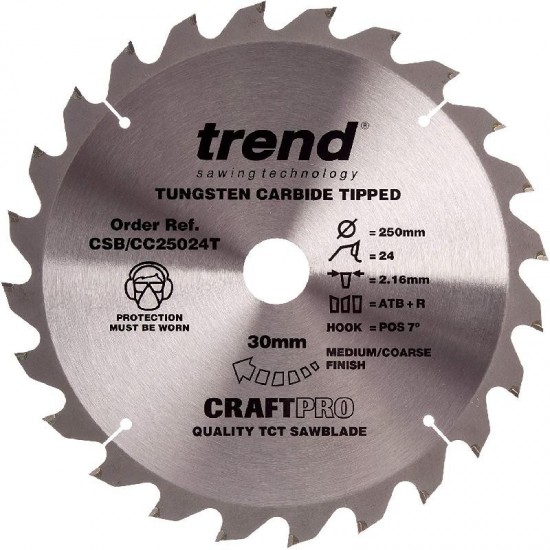Trend Thin Craft Saw Blade CC - 250mm x 24T x 30mm