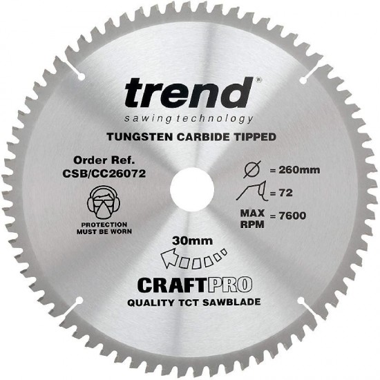 Trend Craft Saw Blade CC - 260mm x 72T x 30mm