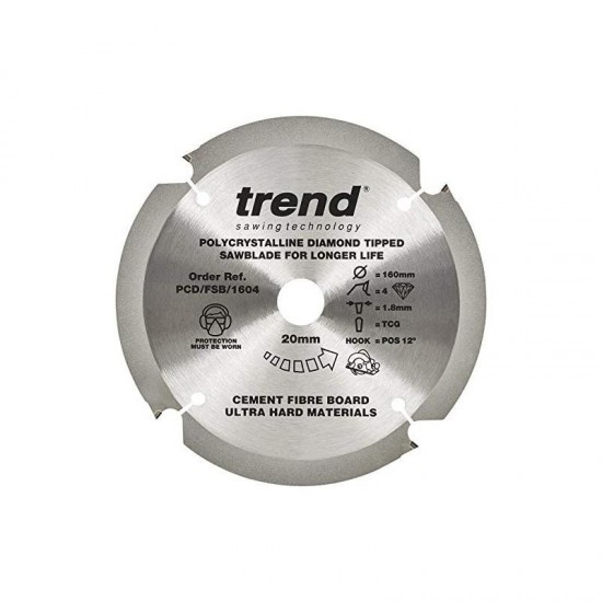 Trend Fibre Cement Saw Blade - PCD - 160mm x 4T x 20mm