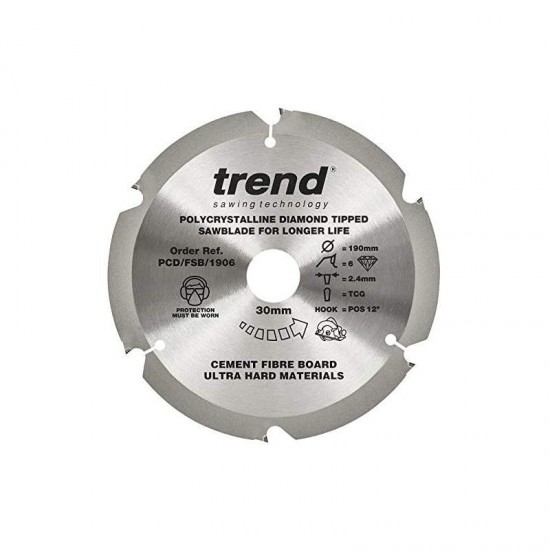 Trend Fibre Cement Saw Blade - PCD - 190mm x 6T x 30mm