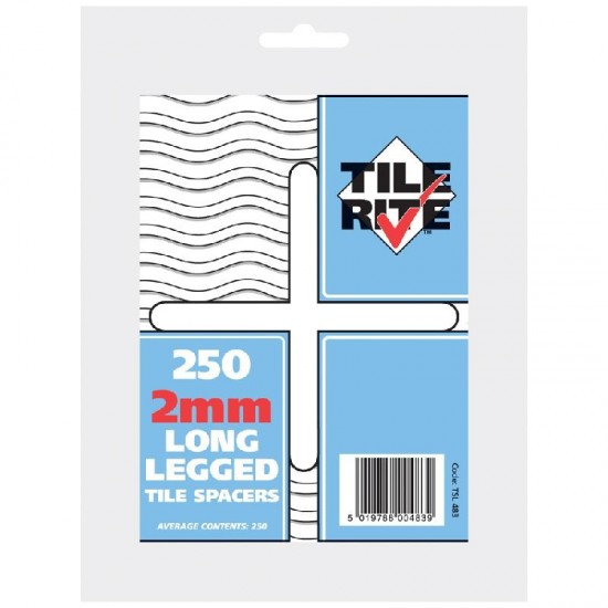 Tilerite 2mm Long Leg Tile Spacers - Pack of 250