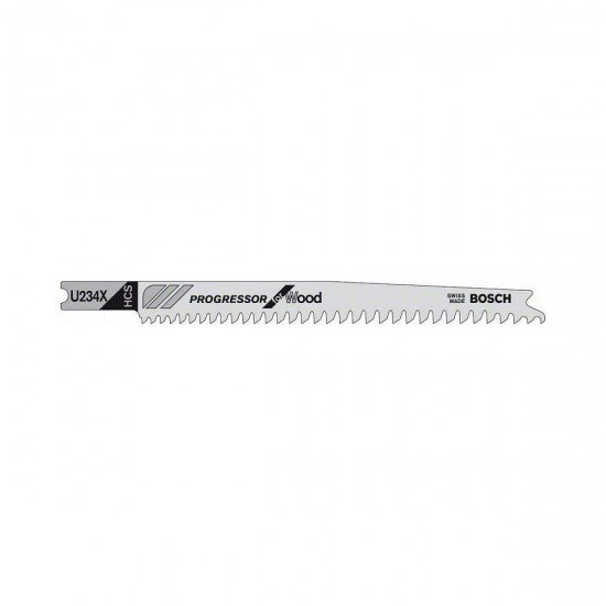 Bosch U234X Jigsaw Blades Straight Cuts for Thick Thin Wood - Pack of 5